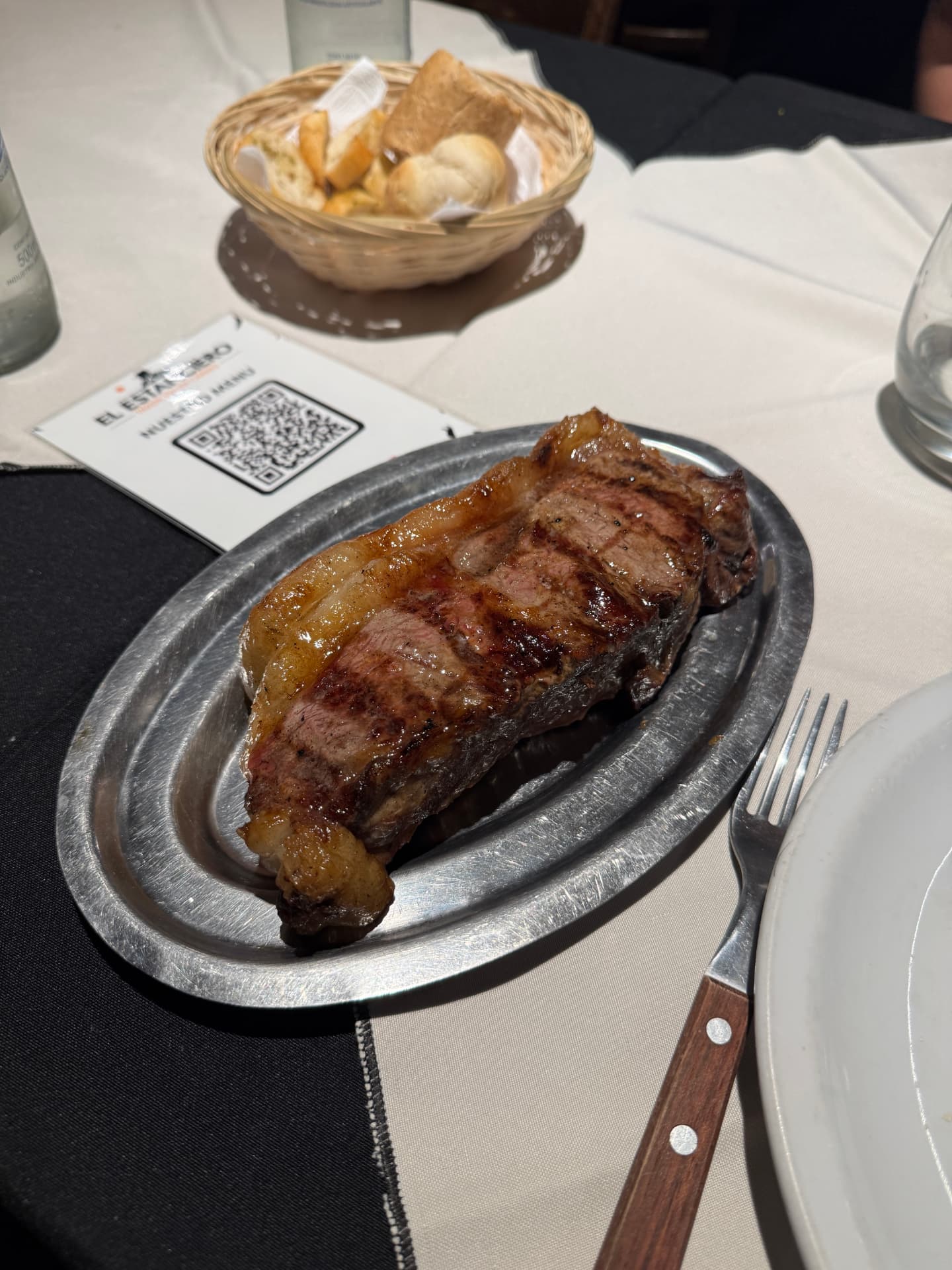 A traditional Argentine steak served at dinner